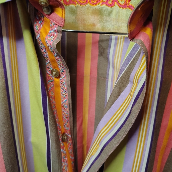 Robert Graham Men's Long Sleeved Shirt Size L Multo Color stripes - Picture 3 of 8